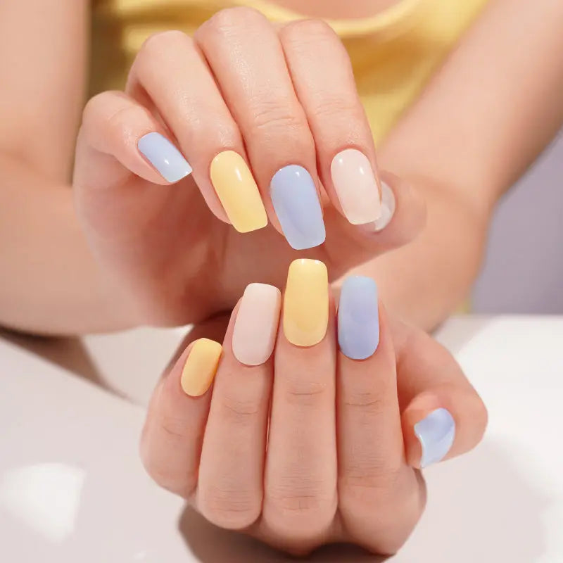 White & Blue Gel Nail Strips – Oem & Private Label Customization Available — Semi-Cured Gel Nail Wraps