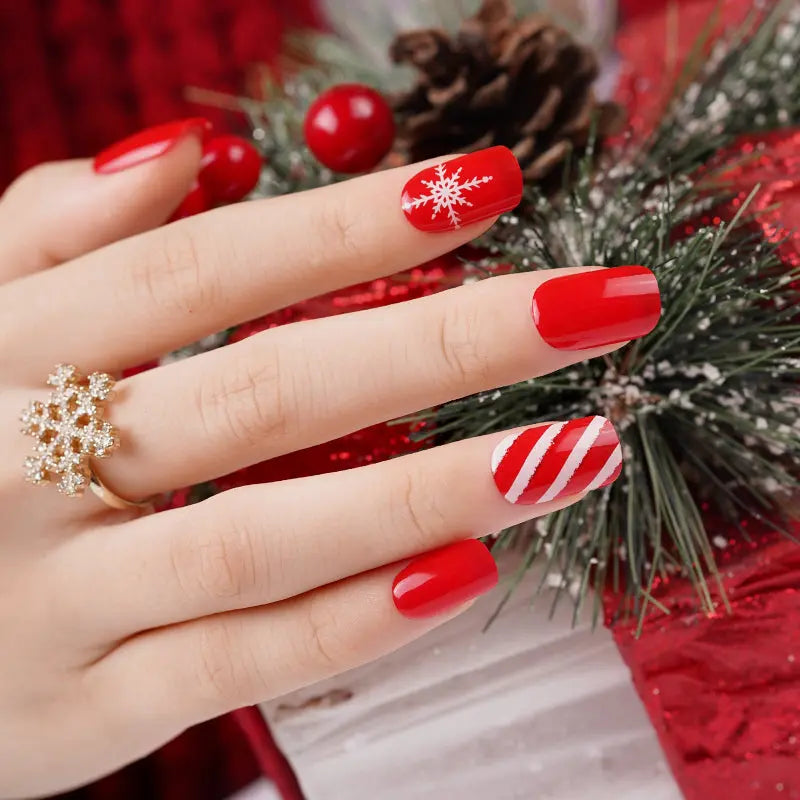 & Scarlet Snowflakes Art Gel — Semi-Cured Gel Nail Wraps