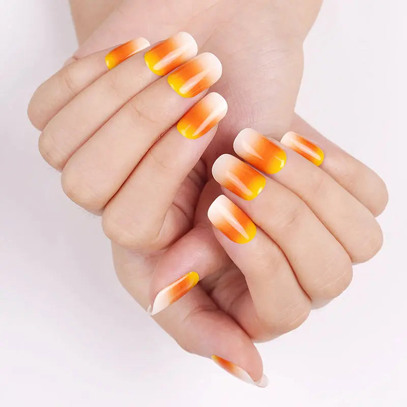 Yellow And Orange Pastel Gradient Mango Sunset Art — Semi-Cured Gel Nail Wraps