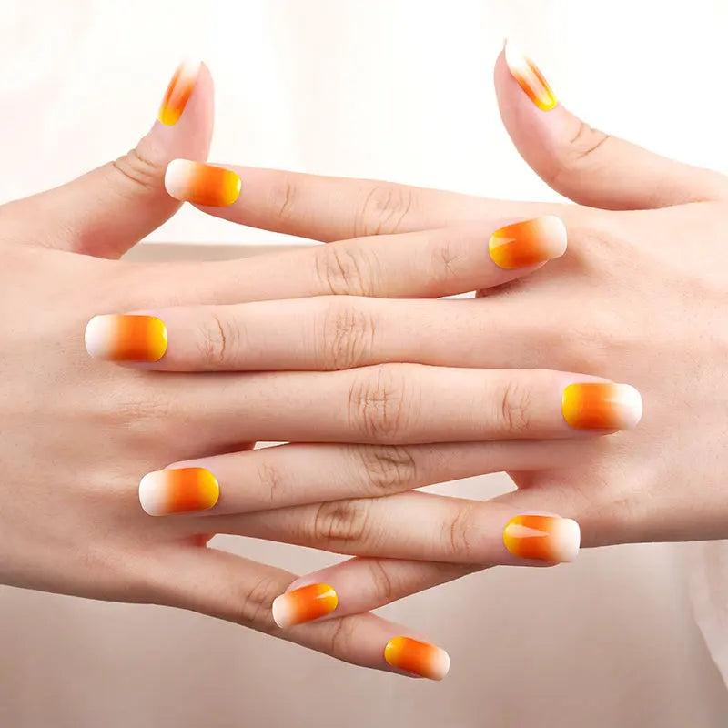 Yellow And Orange Pastel Gradient Mango Sunset Art — Semi-Cured Gel Nail Wraps