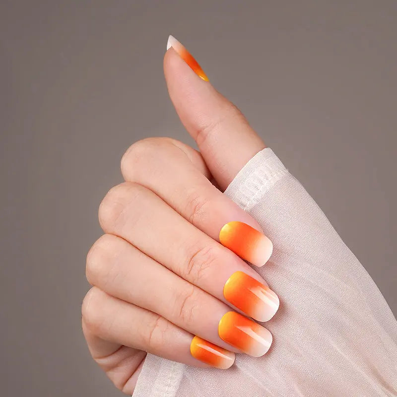 Yellow And Orange Pastel Gradient Mango Sunset Art — Semi-Cured Gel Nail Wraps
