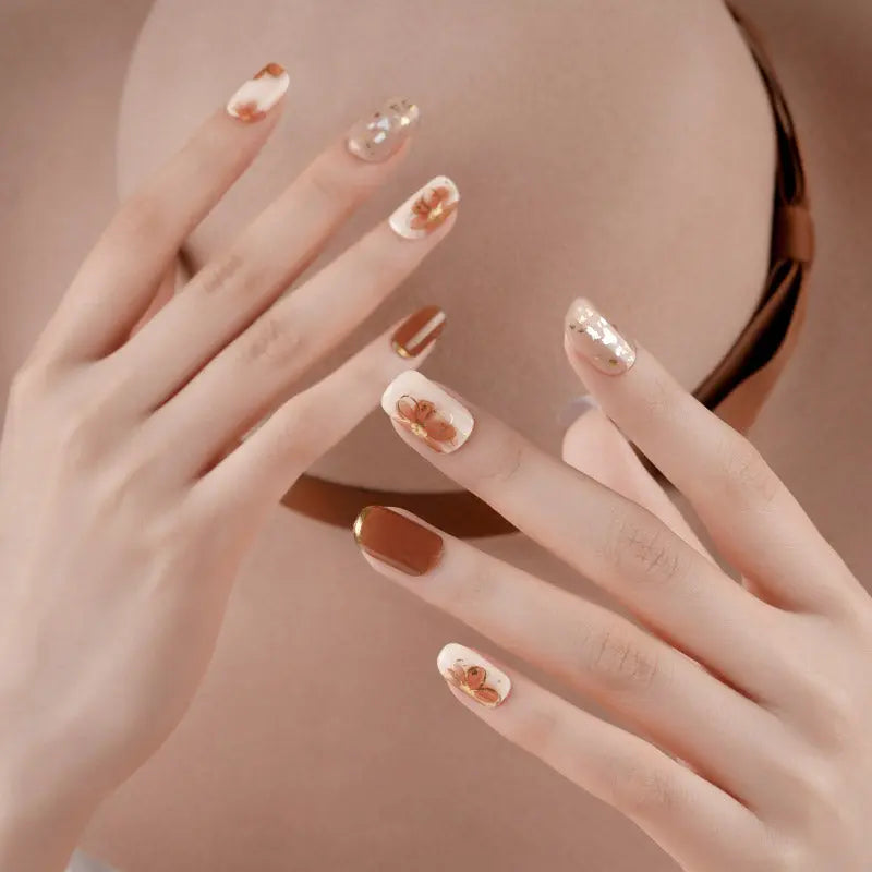 Your Source For Gold Floral Art — Semi-Cured Gel Nail Wraps
