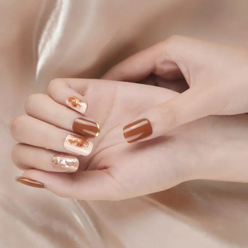 Your Source For Gold Floral Art — Semi-Cured Gel Nail Wraps
